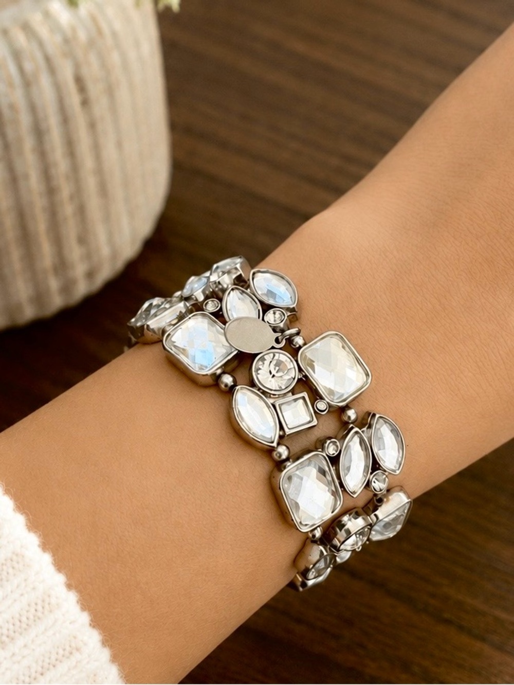 Cookie Lee Clear Rhinestone Stretch Bracelet